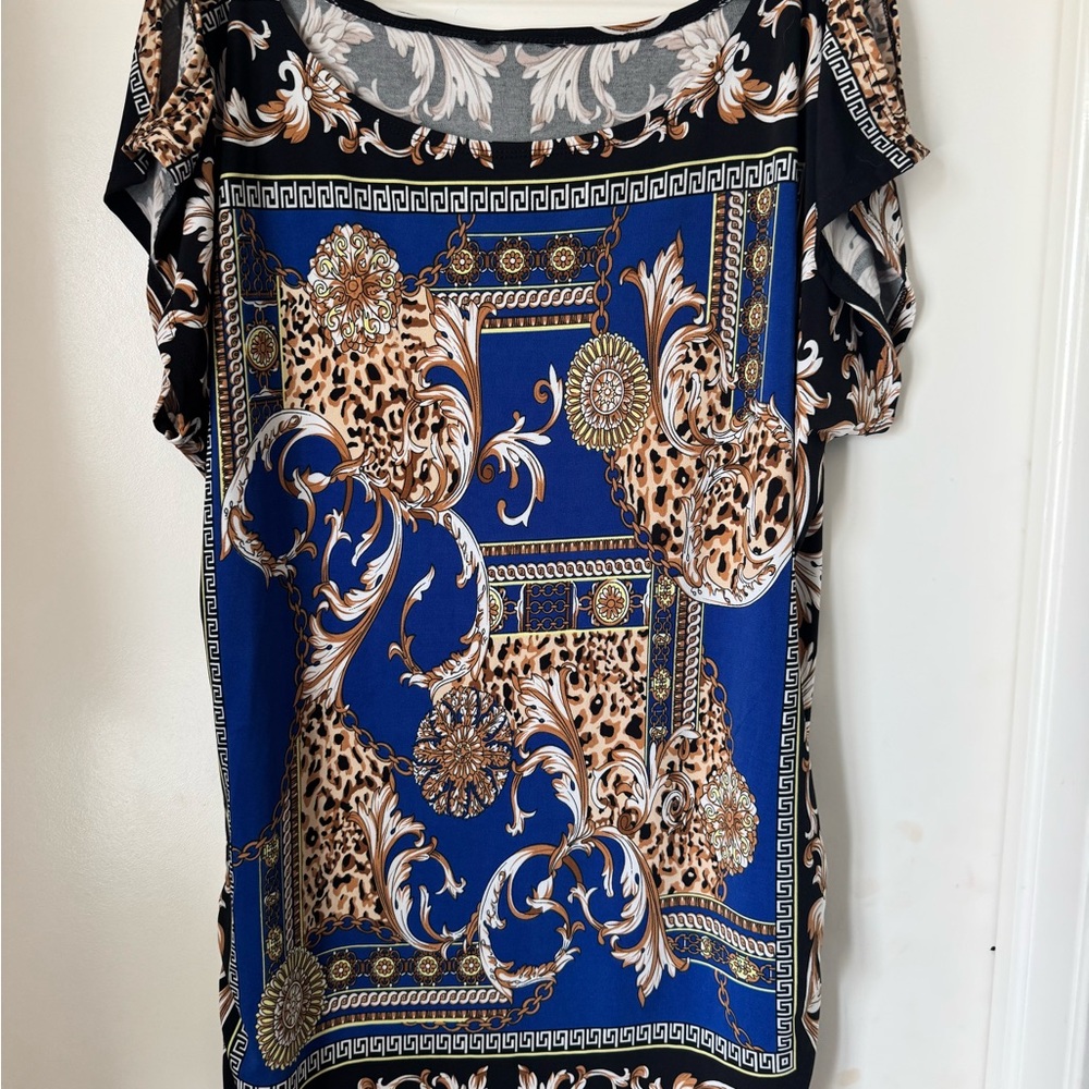 Elegant Blue and Black Women's Top